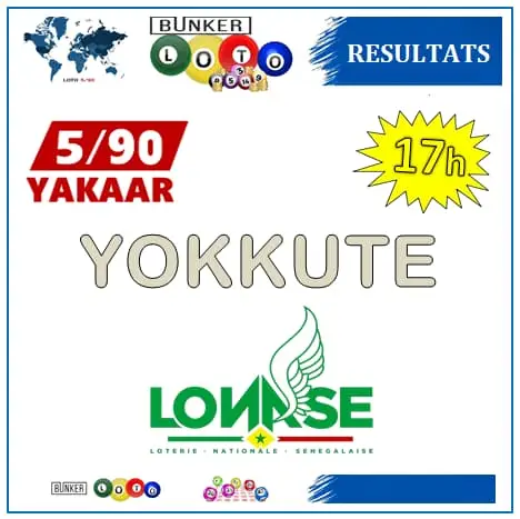 Résultats Loto 5/90 Yakaar (17H-YOKKUTE) du samedi 21 septembre 2024